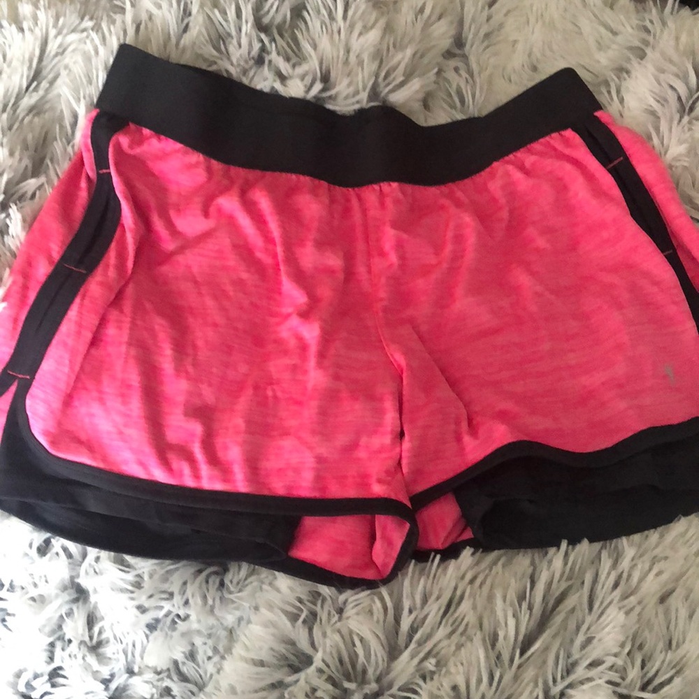 Pink and black workout shorts. Size S